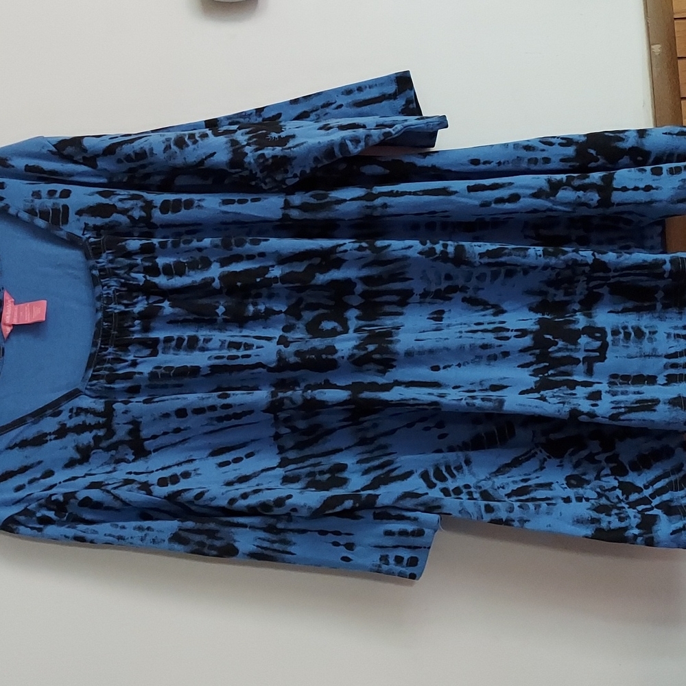 Woman Within 3X Tie Dye Blue/Black Tunic